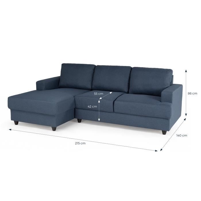 ANGPAULBL-3.jpg PAUL Hoekbank 4 zits links - Blauwe stof - Modern - L 215 x D 140 cm - Afbeelding 4