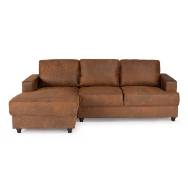 PAUL 4-zits hoekbank - Vintage bruine stof - Hedendaags - L 215 x D 140 cm