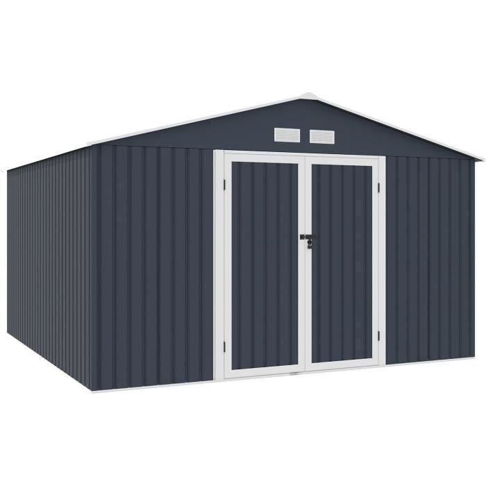 ARCHERFOPEN-0.jpg Metalen tuinschuur 10,85 m2 - ankerkit inbegrepen - antracietgrijs - Afbeelding 1