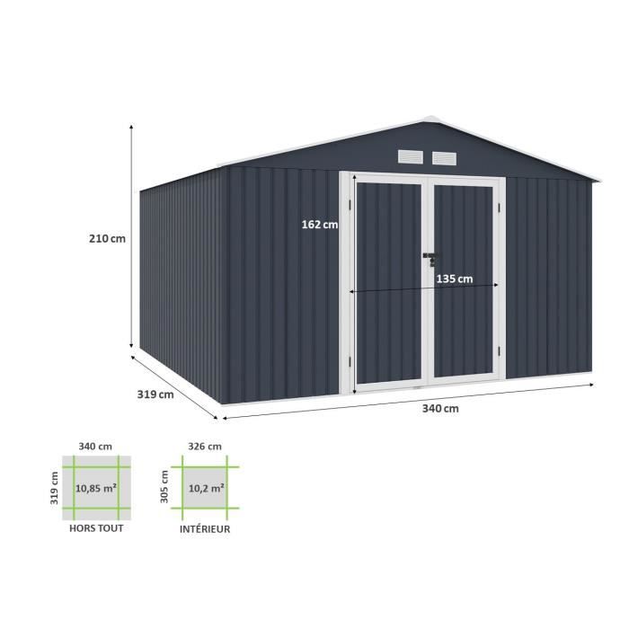 ARCHERFOPEN-3.jpg Metalen tuinschuur 10,85 m2 - ankerkit inbegrepen - antracietgrijs - Afbeelding 4