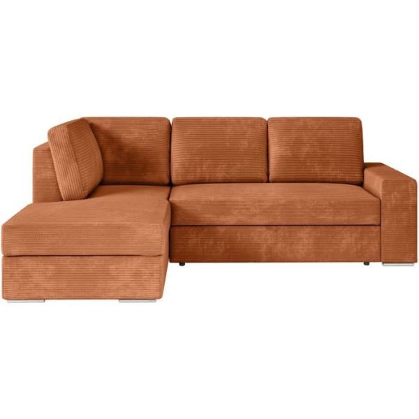 ARTEMIS 4-zits omvormbare hoekbank links - Terracotta ribfluweel - L246 x D174 x H96 cm