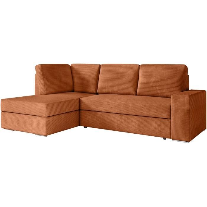 ARTEMISVCOTTER-2.jpg ARTEMIS 4-zits omvormbare hoekbank links - Terracotta ribfluweel - L246 x D174 x H96 cm - Afbeelding 3