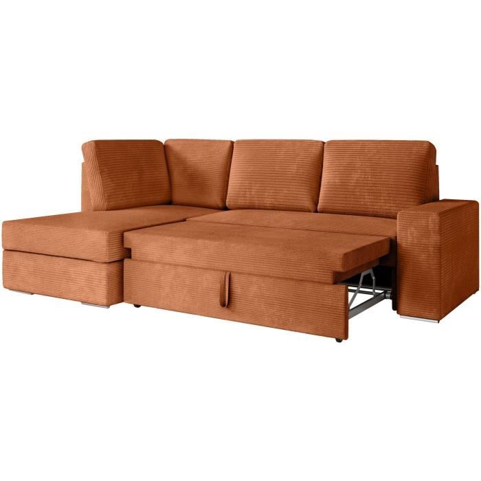 ARTEMISVCOTTER-3.jpg ARTEMIS 4-zits omvormbare hoekbank links - Terracotta ribfluweel - L246 x D174 x H96 cm - Afbeelding 4