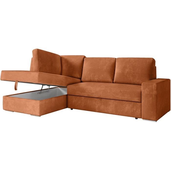 ARTEMISVCOTTER-4.jpg ARTEMIS 4-zits omvormbare hoekbank links - Terracotta ribfluweel - L246 x D174 x H96 cm - Afbeelding 5