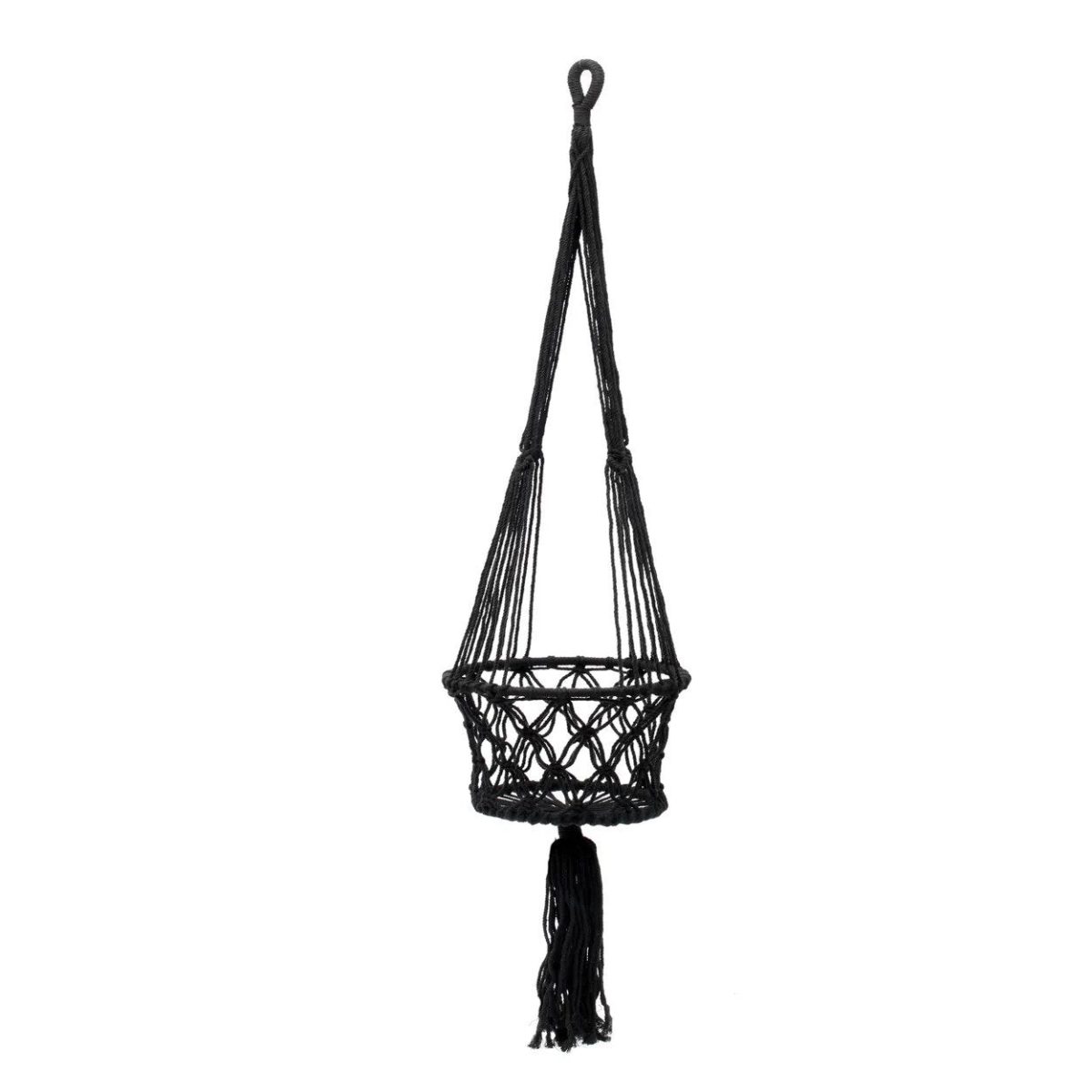 De Macramé Plantenhanger - Zwart - L_40 - Afbeelding 1