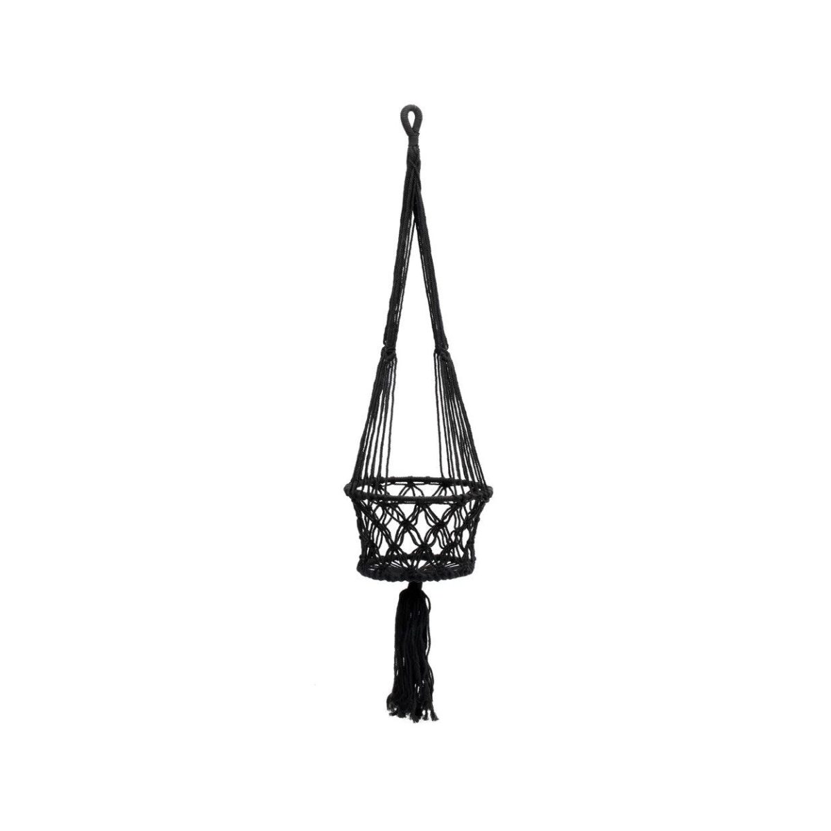 De Macramé Plantenhanger - Zwart - M_40 - Afbeelding 1