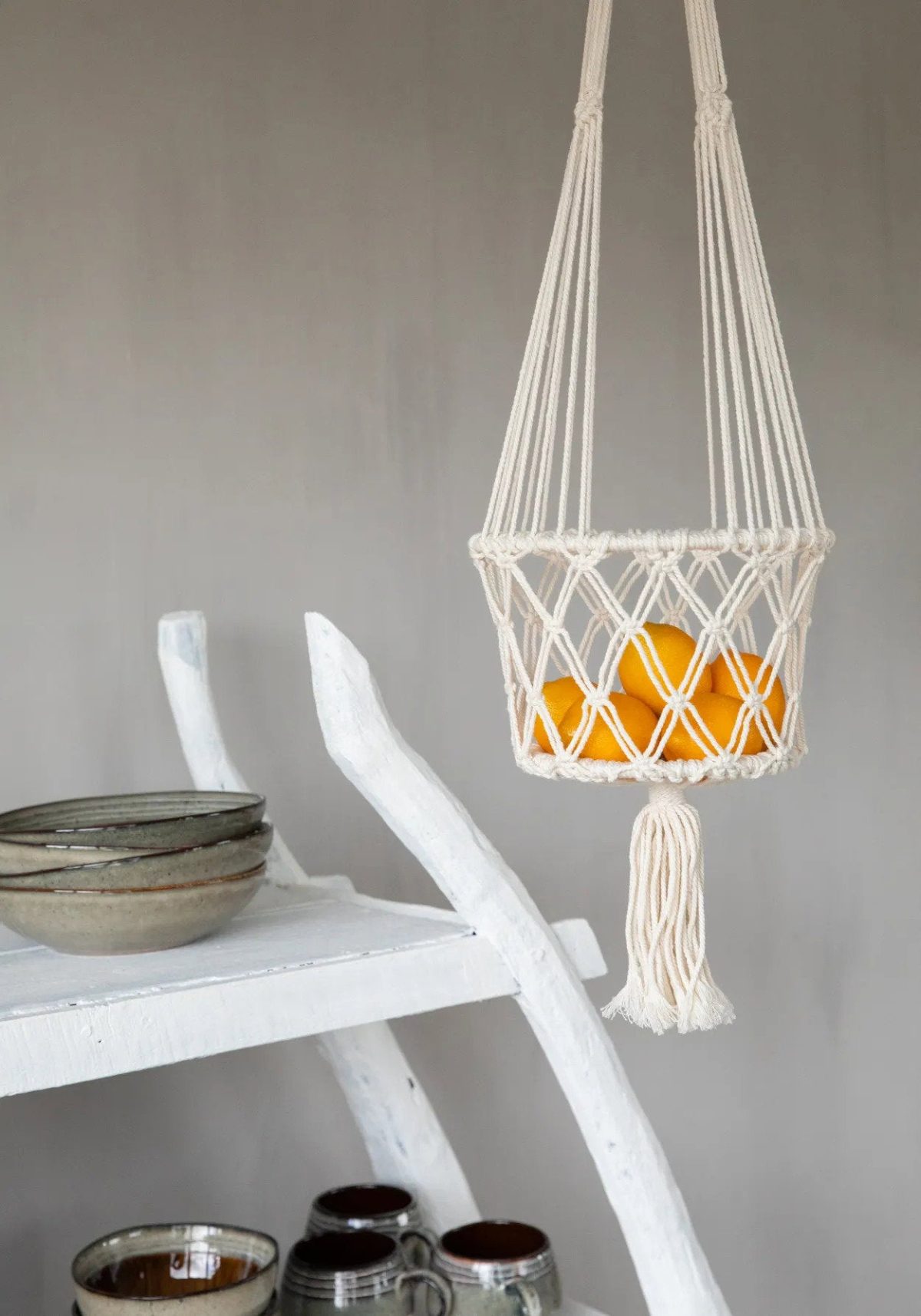 De Macramé Plantenhanger - Wit - M_40 - Afbeelding 5