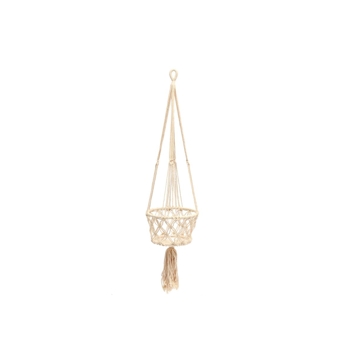 De Macramé Plantenhanger - Wit - S - Afbeelding 1