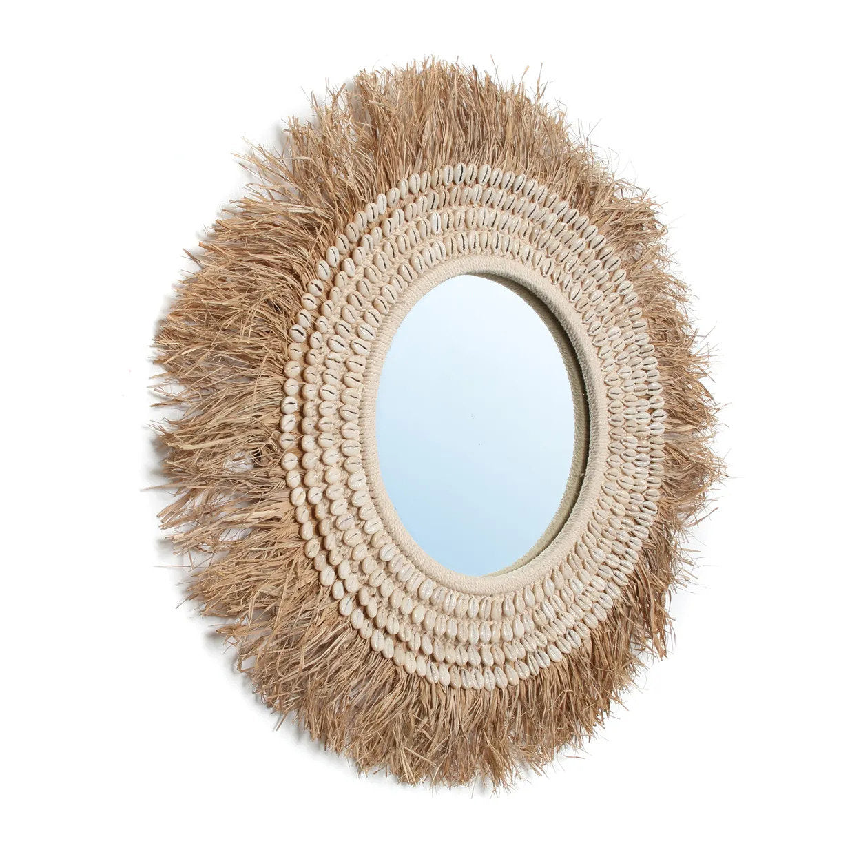 BALE067NW-L-75-5.jpg De Raffia Cowrie Spiegel - Natuurlijk Wit - Afbeelding 6