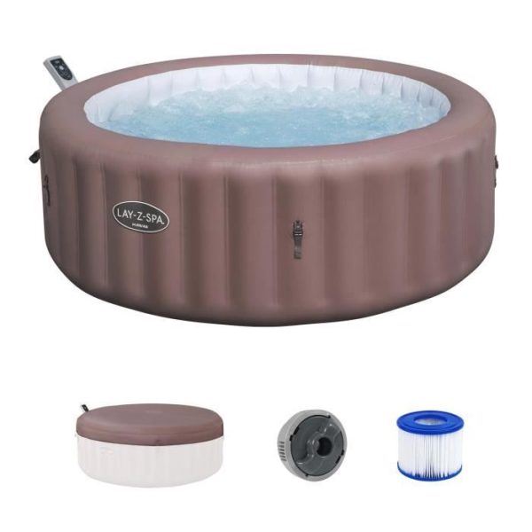 BESTWAY Opblaasbare Spa - Lay-Z-Spa Hawaii - 140 luchtjets - 196 x 71 cm - 4 tot 6 plaatsen - Rond (afdekking, cartridge, diffuser)