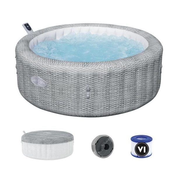 BESTWAY Opblaasbare Spa - Lay-Z-Spa Bali - 140 luchtjets - 196 x 71 cm - 4 tot 6 plaatsen - Rond (afdekking, cartridge, diffuser)