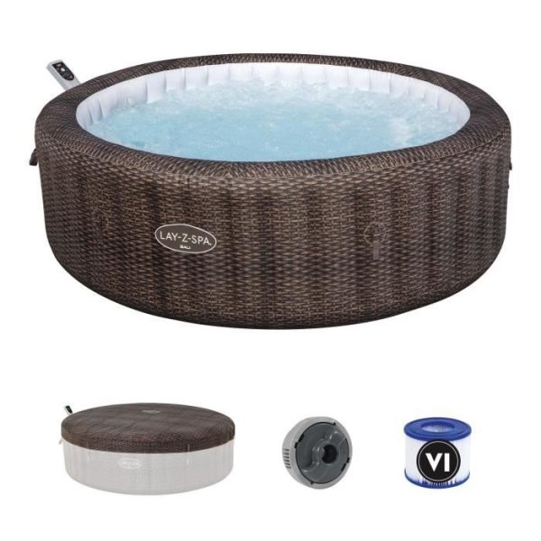BESTWAY Opblaasbare Spa - Lay-Z-Spa Bali - 180 luchtjets - 216 x 71 cm - 5 tot 7 plaatsen - Rond (afdekking, cartridge, diffuser)