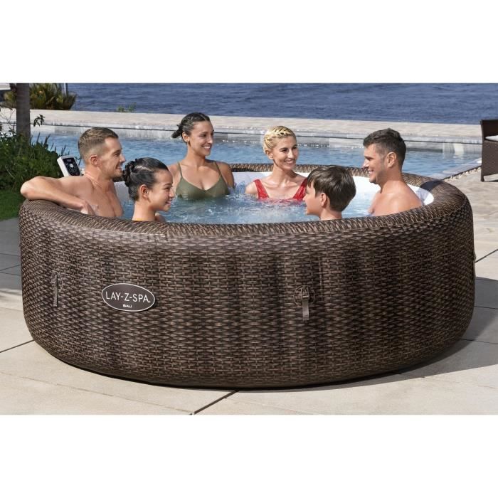BES6941607369777-1.jpg BESTWAY Opblaasbare Spa - Lay-Z-Spa Bali - 180 luchtjets - 216 x 71 cm - 5 tot 7 plaatsen - Rond (afdekking, cartridge, diffuser) - Afbeelding 2