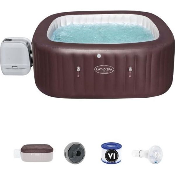 BESTWAY Maldives Hydrojet Pro vierkante opblaasbare spa - 5 tot 7 personen - 201 x 201 x 80 cm