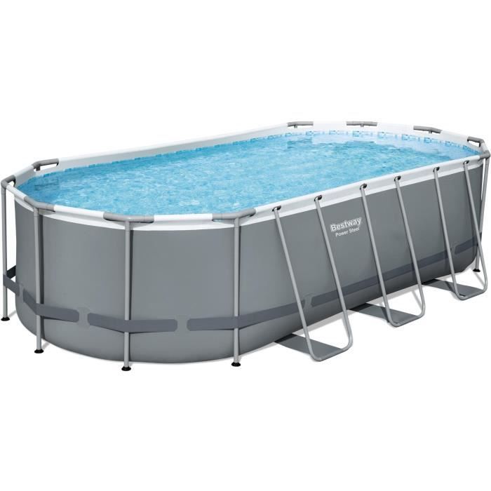 BEST56710-0.jpg BESTWAY Power Steel ovaal bovengronds zwembad 549 x 274 x 122 cm, patroonfilter, afdekking, ladder, Chemconnect-diffusor - Afbeelding 1