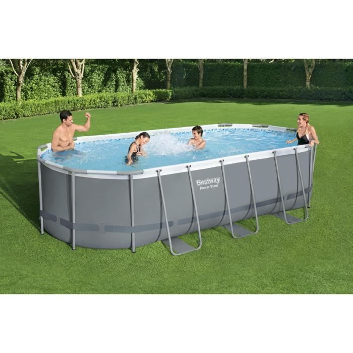 BEST56710-1.jpg BESTWAY Power Steel ovaal bovengronds zwembad 549 x 274 x 122 cm, patroonfilter, afdekking, ladder, Chemconnect-diffusor - Afbeelding 2