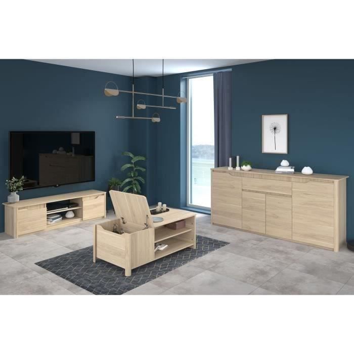 BETTY0191ENS5-5.jpg Salontafelset met ladekast, tv-meubel en dressoir - BETTY - Spaanplaat - Eiken decor - PARISOT - Afbeelding 6