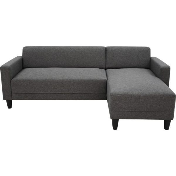Vaste hoekbank 4-zits Bob - Antraciet stof - Omkeerbaar - L 197 x D 117 x H 65 cm