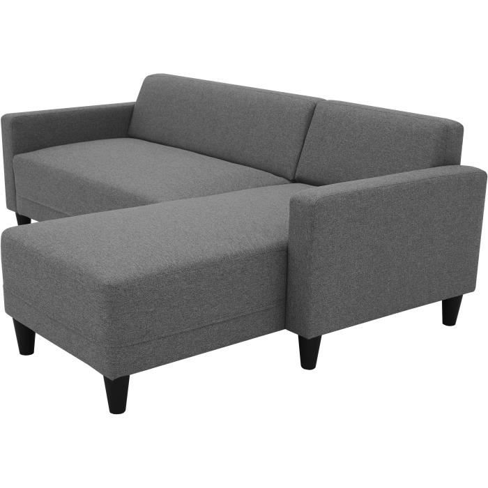 BOB4PANGREVANTH-4.jpg Vaste hoekbank 4-zits Bob - Antraciet stof - Omkeerbaar - L 197 x D 117 x H 65 cm - Afbeelding 5