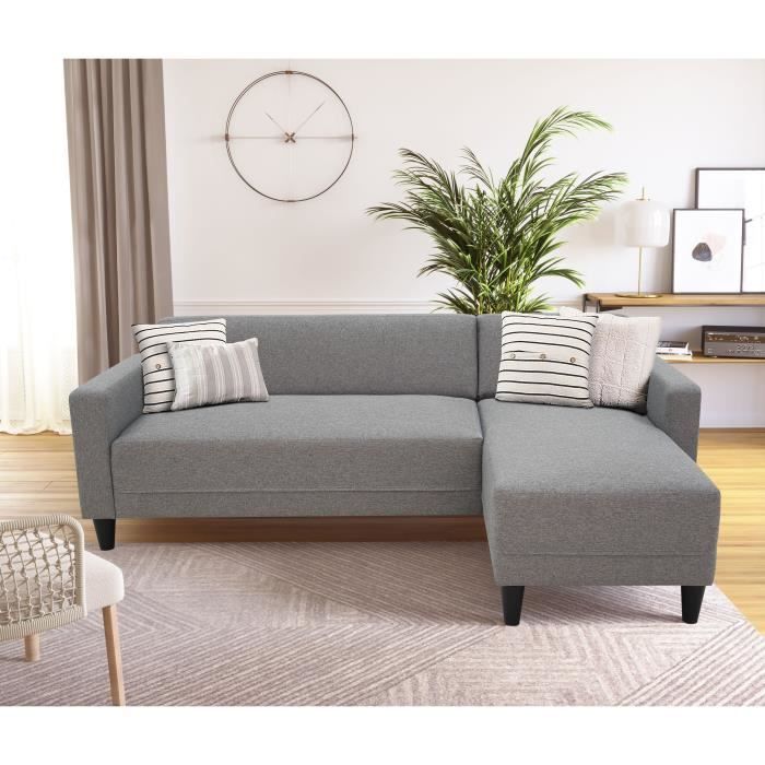 BOB4PANGREVGRIS-1.jpg Vaste hoekbank 4-zits Bob - Muisstof - Omkeerbaar - L 197 x D 117 x H 65 cm - Afbeelding 2