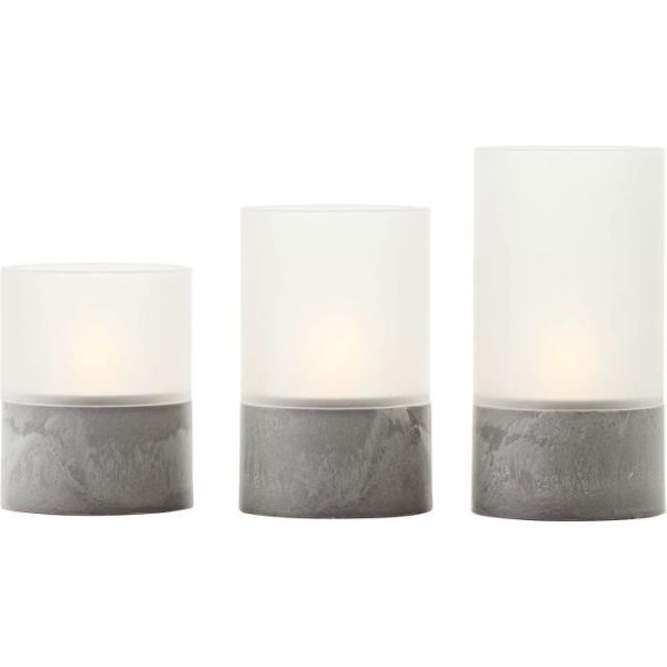 Kavel 3 BRILLIANT CANDLE LED tafellampen - 2500K - Kunststof en glas - Grijs en mat wit