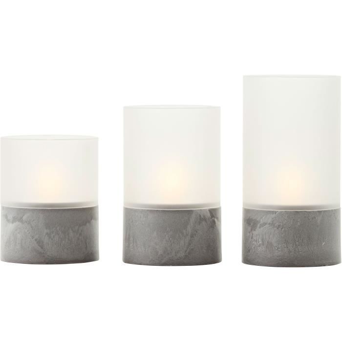 BRI4004353428319-0.jpg Kavel 3 BRILLIANT CANDLE LED tafellampen - 2500K - Kunststof en glas - Grijs en mat wit - Afbeelding 1
