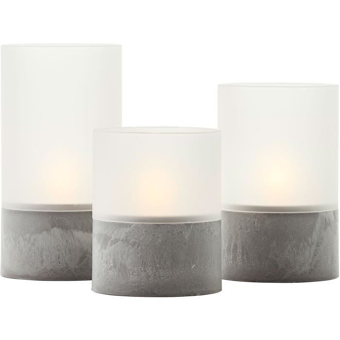 BRI4004353428319-5.jpg Kavel 3 BRILLIANT CANDLE LED tafellampen - 2500K - Kunststof en glas - Grijs en mat wit - Afbeelding 6