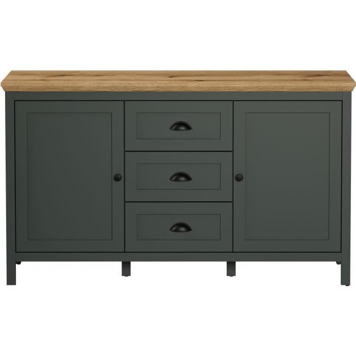 CAL1705628079965-0.jpg Laag dressoir, 2 deuren, 3 laden - L146 cm - 146 cm X 45 cm X 86 cm - STANTON WO - Afbeelding 1