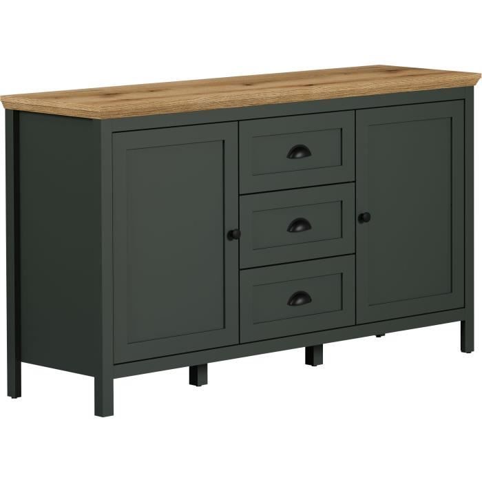 CAL1705628079965-4.jpg Laag dressoir, 2 deuren, 3 laden - L146 cm - 146 cm X 45 cm X 86 cm - STANTON WO - Afbeelding 5