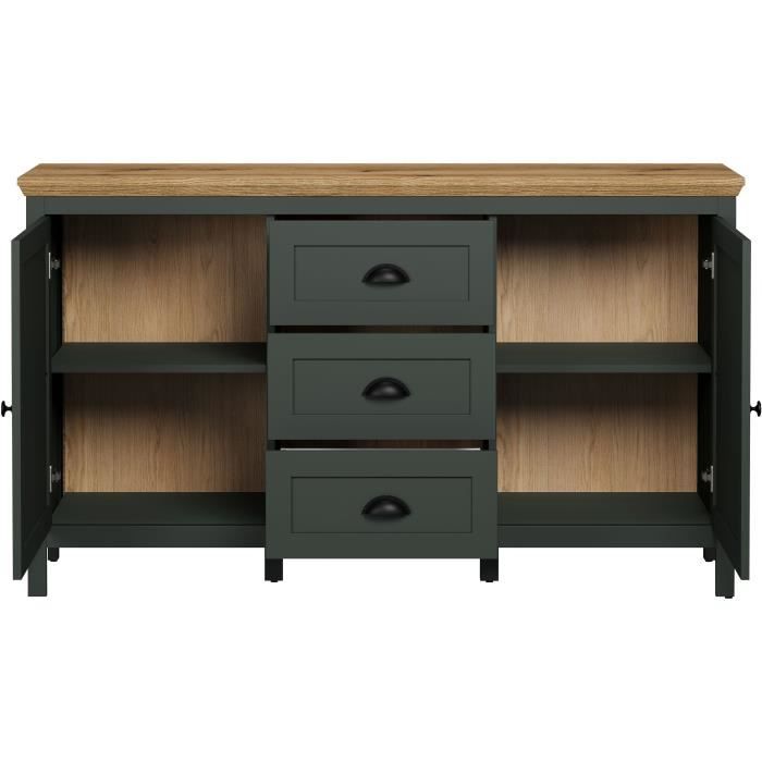 CAL1705628079965-5.jpg Laag dressoir, 2 deuren, 3 laden - L146 cm - 146 cm X 45 cm X 86 cm - STANTON WO - Afbeelding 6