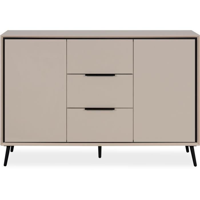 CAL1724696276574-4.jpg Dressoir - ARONA 01B - Beige / Zwart - 2 deuren, 3 laden - 135 x 90 x 38 cm - Afbeelding 5