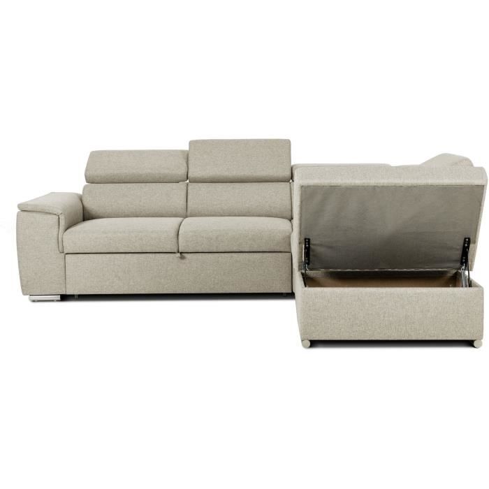DAYTONAA131896-5.jpg Omkeerbare hoekbank met commode - 5 plaatsen - DAYTONA - Beige stof - 260 x 77 / 94 x 216 cm - Afbeelding 6