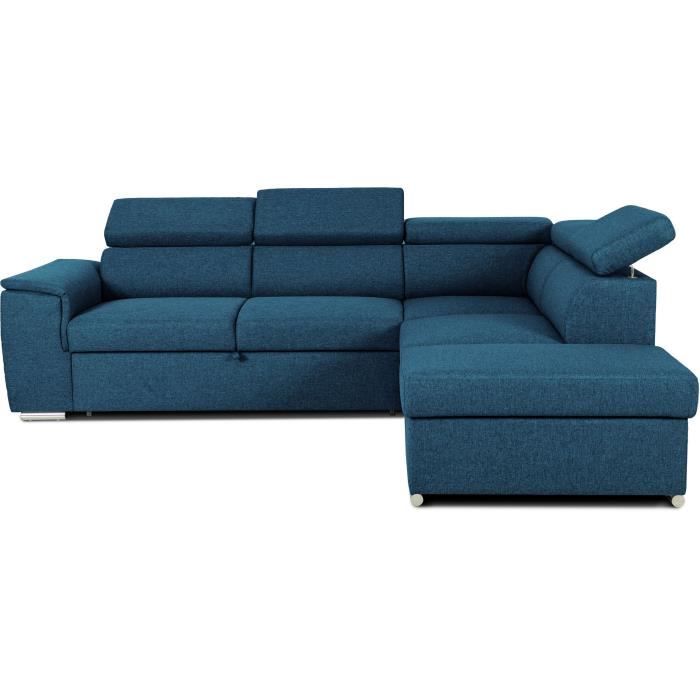 DAYTONAA131903-4.jpg Reversible hoekbank met commode - 5 plaatsen - DAYTONA - Blauwe stof - 260 x 94 x 216 cm - Afbeelding 5
