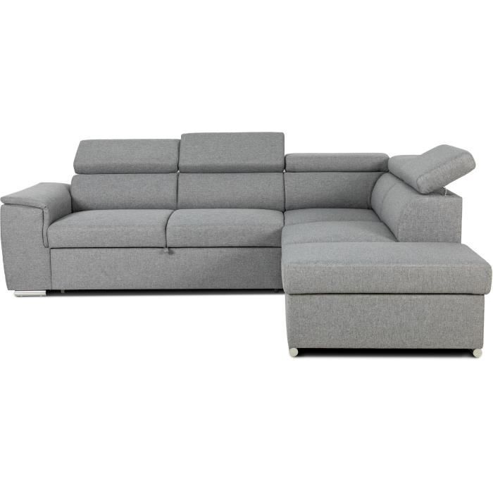 DAYTONAA131907-4.jpg Omkeerbare hoekbank met commode - 5 plaatsen - DAYTONA - Grijze stof - 260 x 77 / 94 x 216 cm - Afbeelding 5