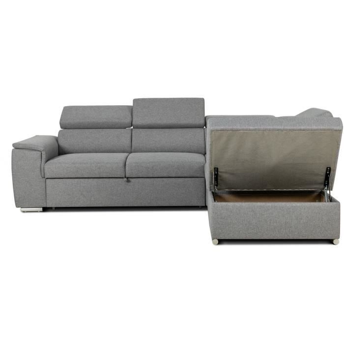 DAYTONAA131907-5.jpg Omkeerbare hoekbank met commode - 5 plaatsen - DAYTONA - Grijze stof - 260 x 77 / 94 x 216 cm - Afbeelding 6