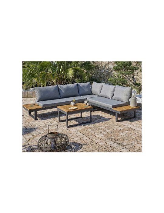 DCB1706094965036-0.jpg Lage tuinmeubelen - Aluminium - DCB GARDEN - 5 plaatsen - Antracietgrijs en acaciahout - MIYAKO - Afbeelding 1