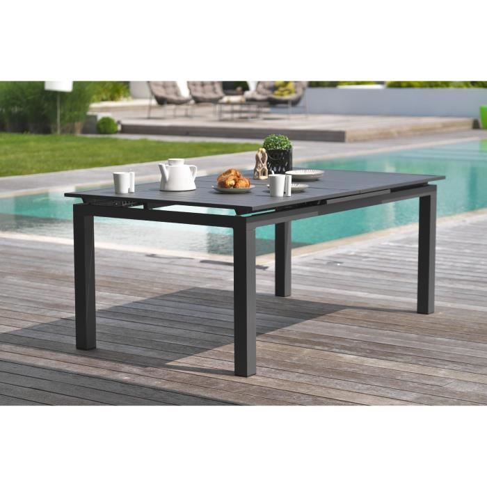 DCB3700286404703-1.jpg Rechthoekige uitschuifbare tuintafel - Antracietgrijs - Aluminium - 10 personen - 180/240 x 100 cm - MIAMI - DCB GARDEN - Afbeelding 2