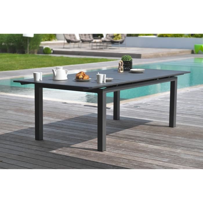 DCB3700286404703-2.jpg Rechthoekige uitschuifbare tuintafel - Antracietgrijs - Aluminium - 10 personen - 180/240 x 100 cm - MIAMI - DCB GARDEN - Afbeelding 3