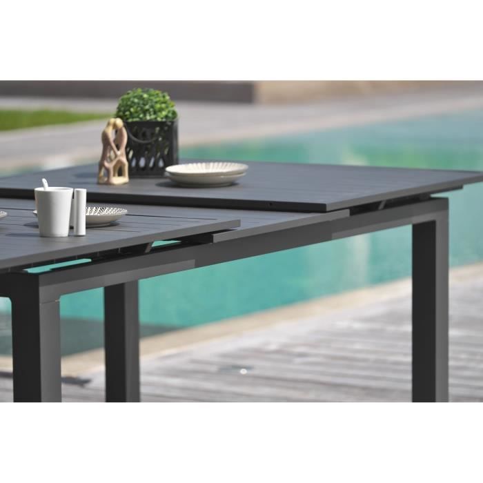 DCB3700286404703-3.jpg Rechthoekige uitschuifbare tuintafel - Antracietgrijs - Aluminium - 10 personen - 180/240 x 100 cm - MIAMI - DCB GARDEN - Afbeelding 4