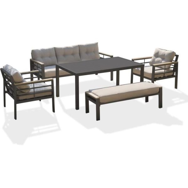 Tuinmeubelen - Antracietgrijs - Aluminium - 6 plaatsen - CAYENNE - DCB GARDEN