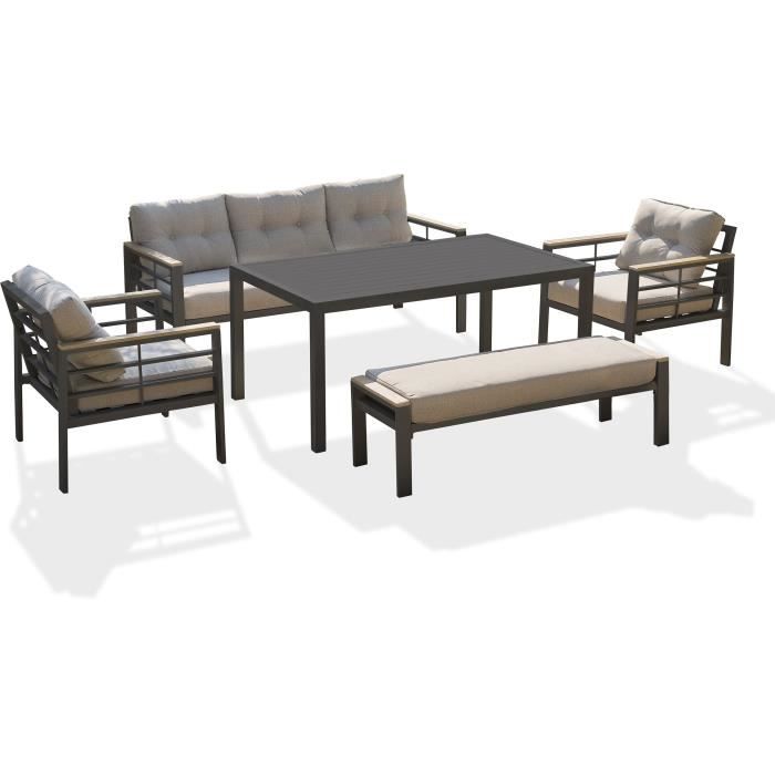 DCB3700286485658-0.jpg Tuinmeubelen - Antracietgrijs - Aluminium - 6 plaatsen - CAYENNE - DCB GARDEN - Afbeelding 1