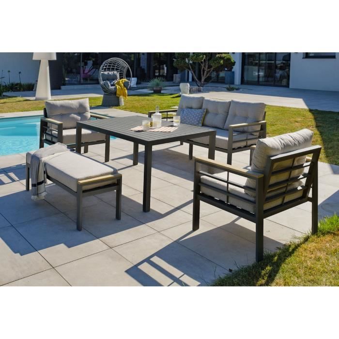 DCB3700286485658-2.jpg Tuinmeubelen - Antracietgrijs - Aluminium - 6 plaatsen - CAYENNE - DCB GARDEN - Afbeelding 3