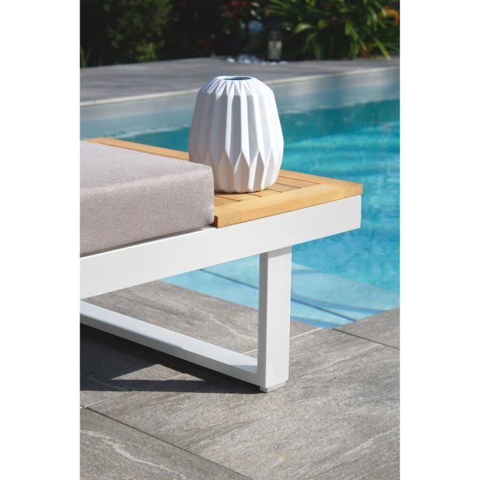 DCB3700286487706-4.jpg Modulaire tuinmeubelen - Aluminium - DCB GARDEN - 4 plaatsen - TOKYO - Wit en acaciahout - Afbeelding 5