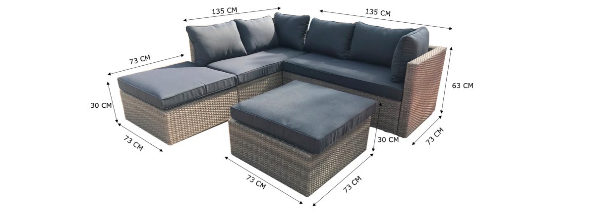 Almadia Modulo Lounge Hoekset - 4 stuks - Natuurlijk Kobo Grijs - Afbeelding 1