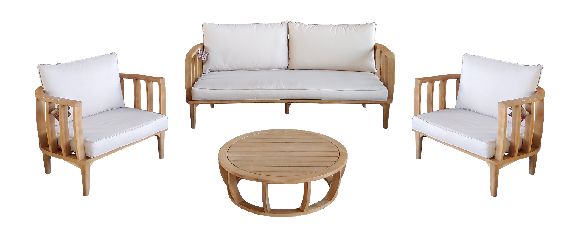 FIWA0000020604800005B101001100-1.png Mataro Loungeset - 4 stuks - Hout Acacia Licht Teak Look - Afbeelding 2