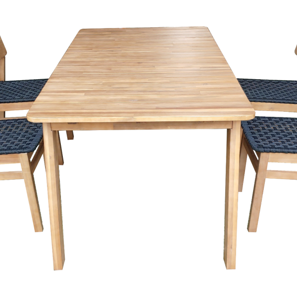 Jala Tuin Dining Set - 5 stuks - Hout Acacia Licht Teak Look - Touw Plat 20mm Antraciet