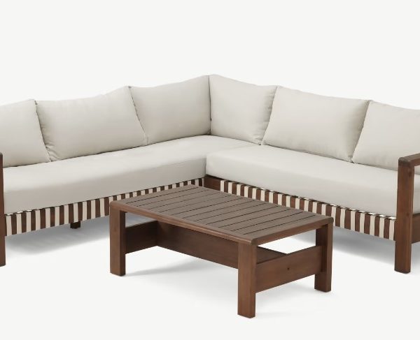 Zambra Lounge Hoekset - 3 stuks - Gevlochten Buitenkant Plat Off White