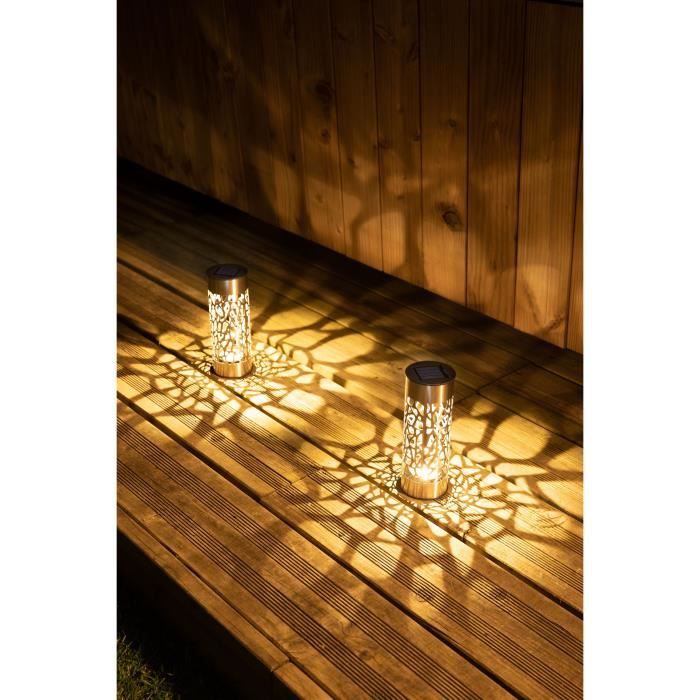 G4445-1.jpg GALIX G4445 roestvrijstalen zonnetuinlamp - Te installeren of te planten - H28cm - Warm wit - Afbeelding 2
