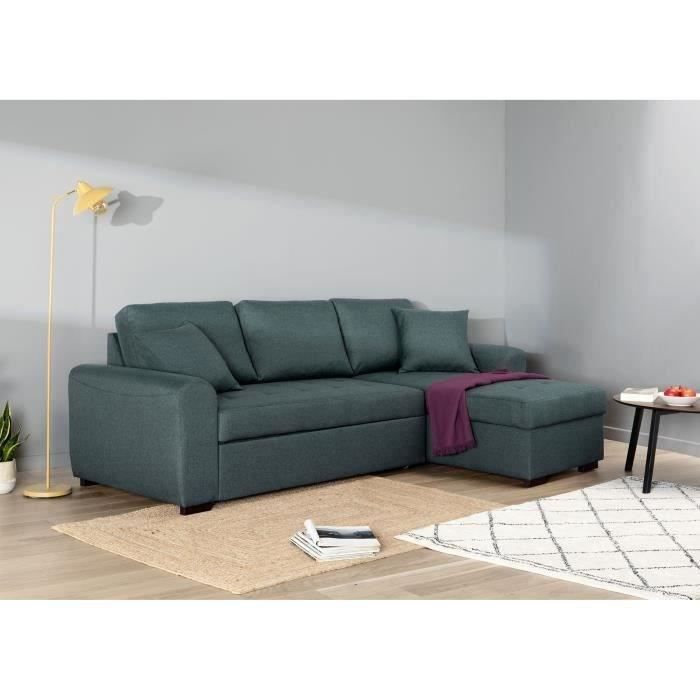 HAMILTONANCVVRT-1.jpg Reversible convertible hoekbank - groene stof - L 244 x d 151 x h 90 - Hamilton - Afbeelding 2