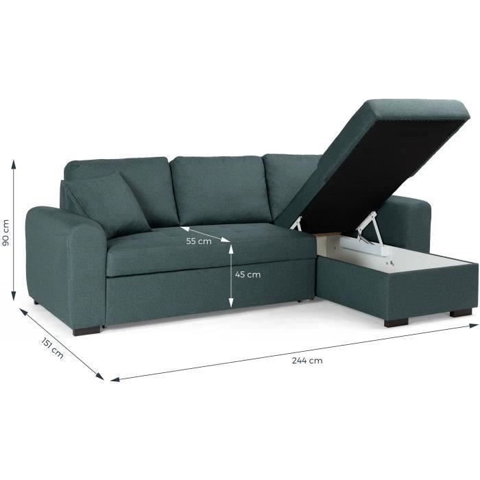 HAMILTONANCVVRT-3.jpg Reversible convertible hoekbank - groene stof - L 244 x d 151 x h 90 - Hamilton - Afbeelding 4